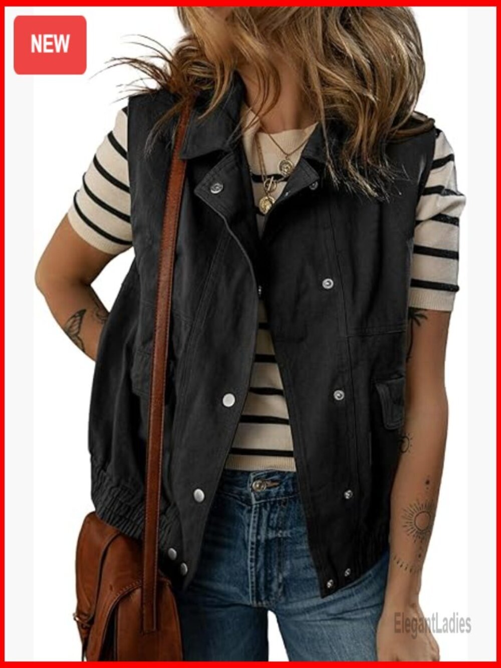 Cotton Sleeveless Vest Lapel Collar Button Down Spring Summer Outerwear